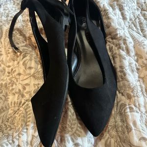 Black flats with ankle strap